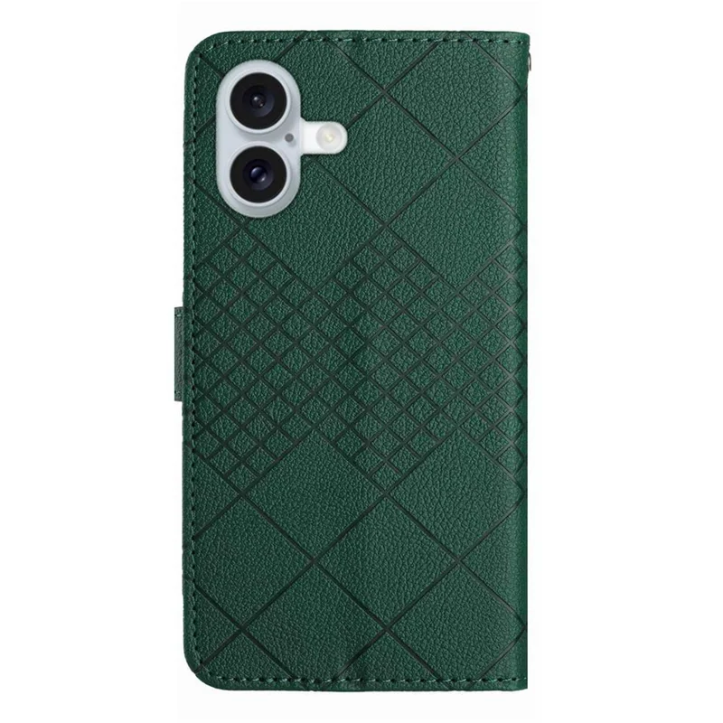 For iPhone 17 Case Wallet Imprint PU Leather Flip Folio Phone Cover - Green