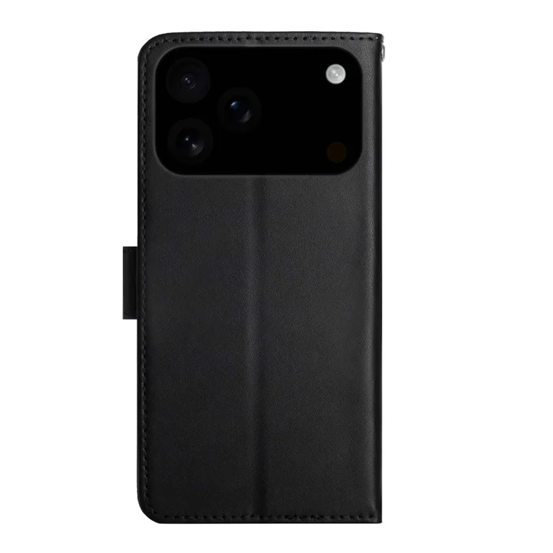 For iPhone 18 Pro / 17 Pro Case Genuine Cow Leather Phone Cover Nappa Texture - Black
