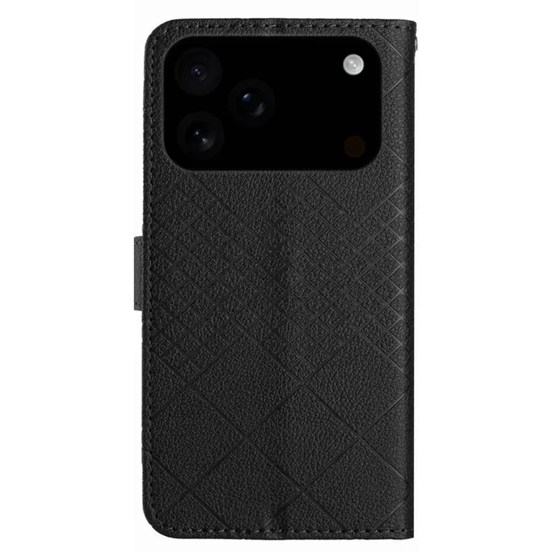 For iPhone 18 Pro / 17 Pro Case Wallet Imprint PU Leather Flip Folio Phone Cover - Black