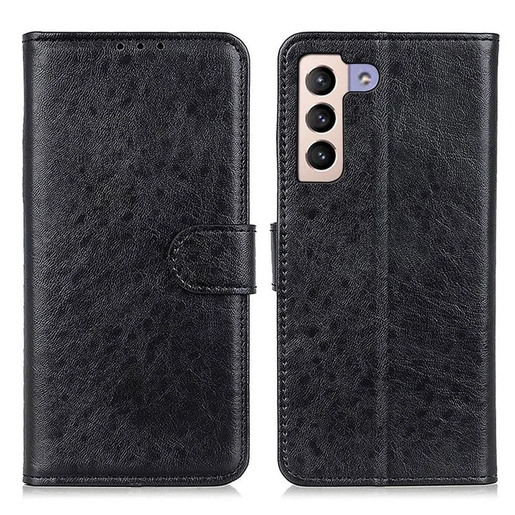 Para Samsung Galaxy S23+ Crazy Horse Texture PU Leather Wallet Case Magnetic Clasp Phone Flip Stand Cover - Negro