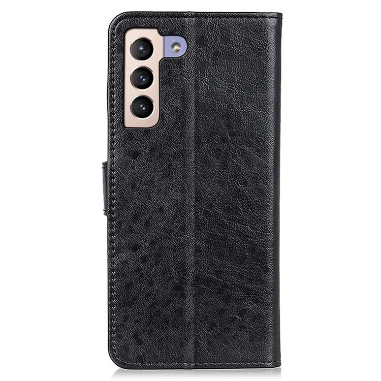 Para Samsung Galaxy S23+ Crazy Horse Texture PU Leather Wallet Case Magnetic Clasp Phone Flip Stand Cover - Negro