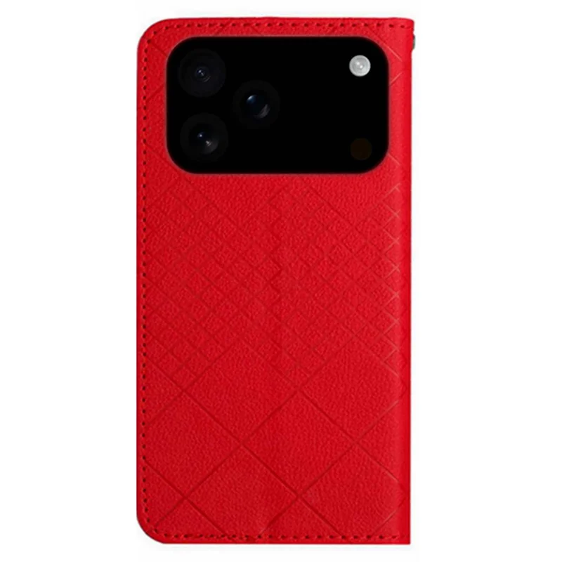 For iPhone 17 Pro Max Case Wallet Imprint PU Leather Flip Folio Phone Cover - Red