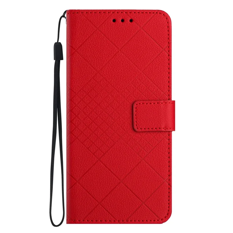 For iPhone 17 Pro Max Case Wallet Imprint PU Leather Flip Folio Phone Cover - Red