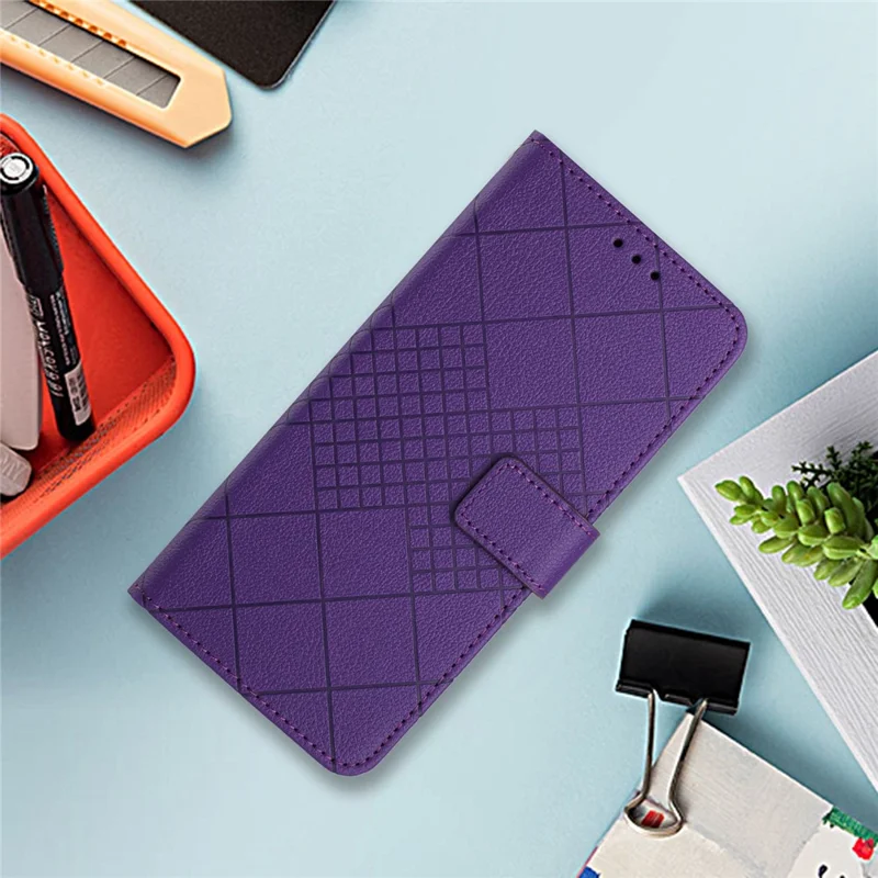 For iPhone 18 Pro Max / 17 Pro Max Case Wallet Imprint PU Leather Flip Folio Phone Cover - Dark Purple