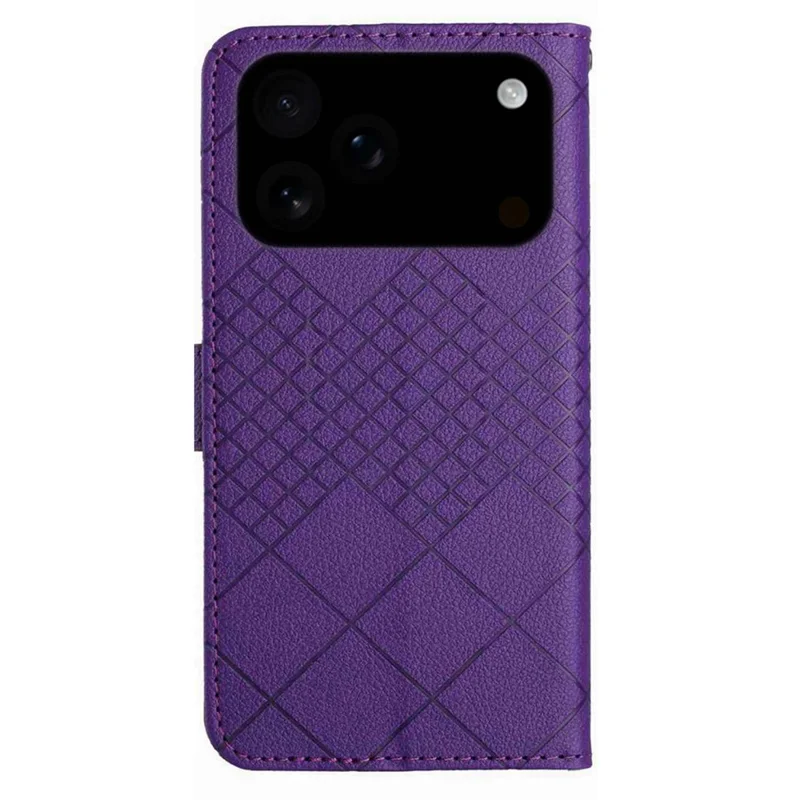 For iPhone 18 Pro Max / 17 Pro Max Case Wallet Imprint PU Leather Flip Folio Phone Cover - Dark Purple