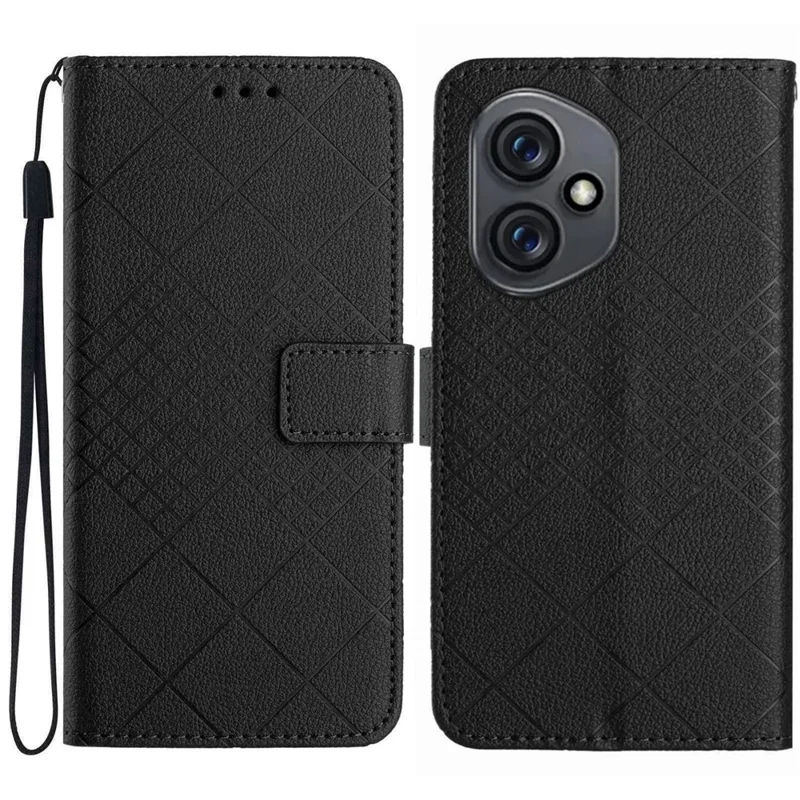 Fodral för Honor 400 5G (Global) Fodral med plånbok och prägling i PU-läder Flip Folio Telefonhölse - Svart