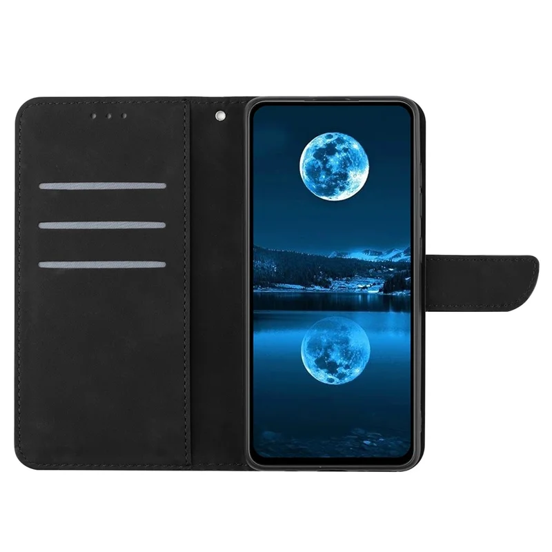 For Honor 400 Pro 5G (Global) Case Skin Touch Lines Imprinted PU Leather Flip Phone Cover - Black