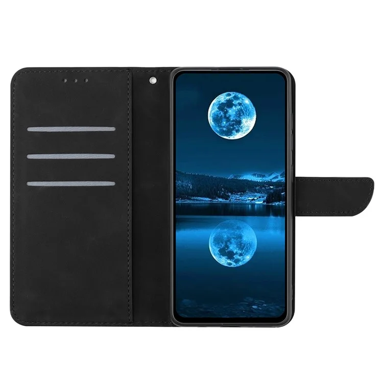 For Oppo Reno14 Pro 5G (Global) Case Skin Touch Lines Imprinted PU Leather Flip Phone Cover - Black
