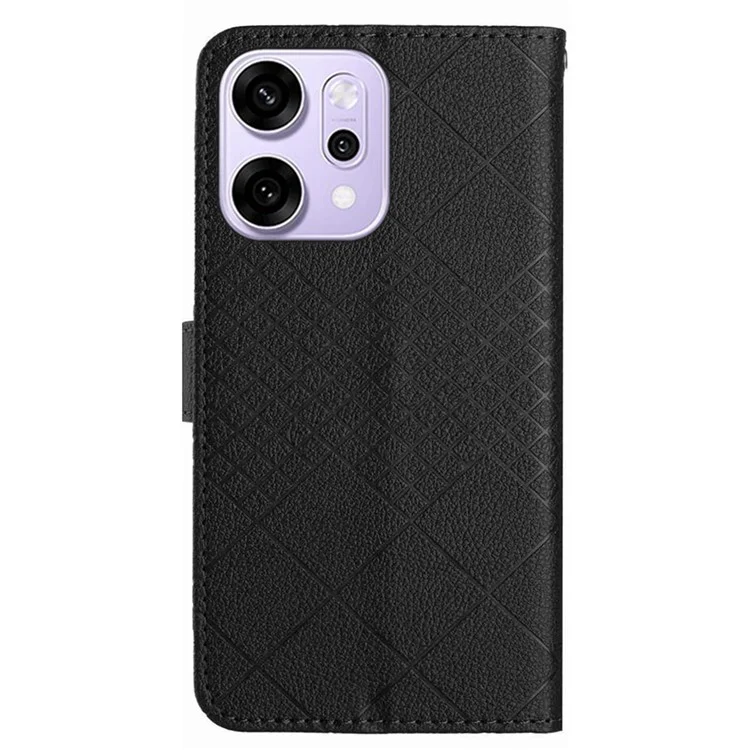 Für Oppo Reno14 Pro 5G Hülle Geldbörse Geprägtes PU-Leder Flip Folio Handyhülle - Schwarz