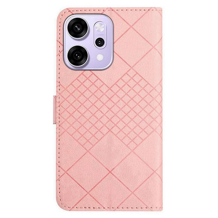 For Oppo Reno14 Pro 5G Case Wallet Imprint PU Leather Flip Folio Phone Cover - Pink