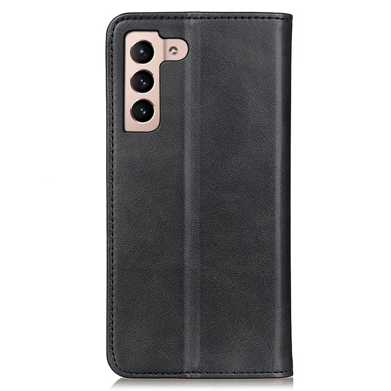 Étui avec support téléphonique magnétique pour Samsung Galaxy S23, texture cuir de vache, fermeture automatique, cuir split antidéflagration avec portefeuille - Noir
