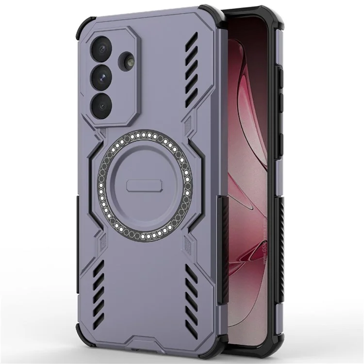For Samsung Galaxy A36 5G Magnetic Case Butterfly Armor Hollow Heat Dissipation PC + TPU Phone Cover - Purple