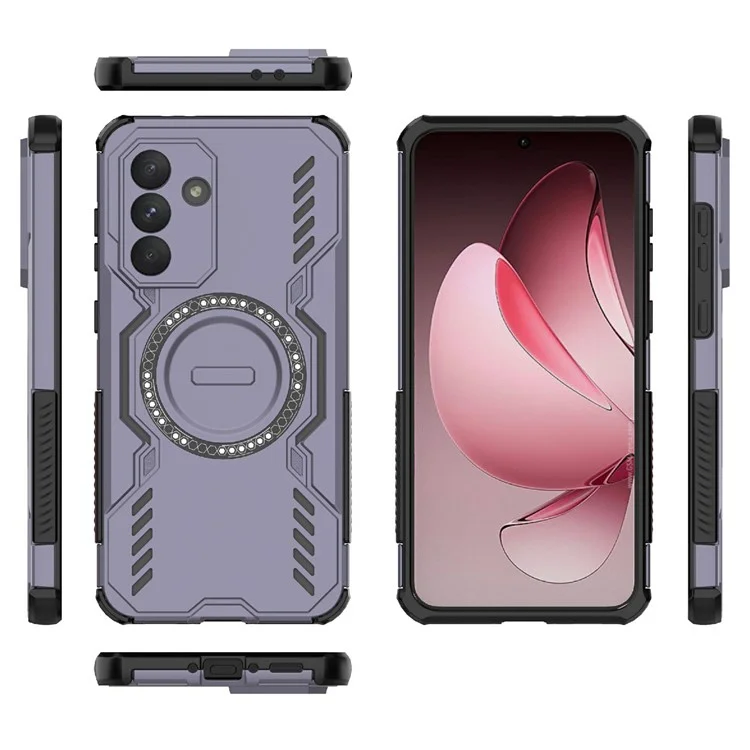 For Samsung Galaxy A36 5G Magnetic Case Butterfly Armor Hollow Heat Dissipation PC + TPU Phone Cover - Purple