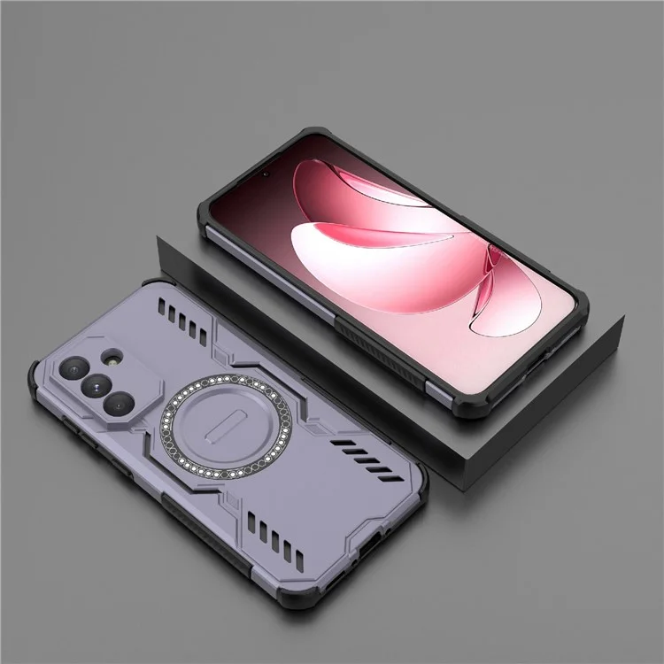 For Samsung Galaxy A36 5G Magnetic Case Butterfly Armor Hollow Heat Dissipation PC + TPU Phone Cover - Purple