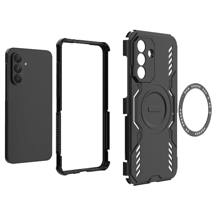 For Samsung Galaxy A36 5G Magnetic Case Butterfly Armor Hollow Heat Dissipation PC + TPU Phone Cover - Purple