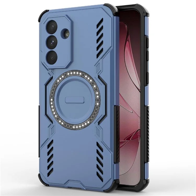For Samsung Galaxy A56 5G Magnetic Case Butterfly Armor Hollow Heat Dissipation PC + TPU Phone Cover - Blue
