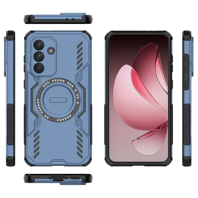 For Samsung Galaxy A56 5G Magnetic Case Butterfly Armor Hollow Heat Dissipation PC + TPU Phone Cover - Blue