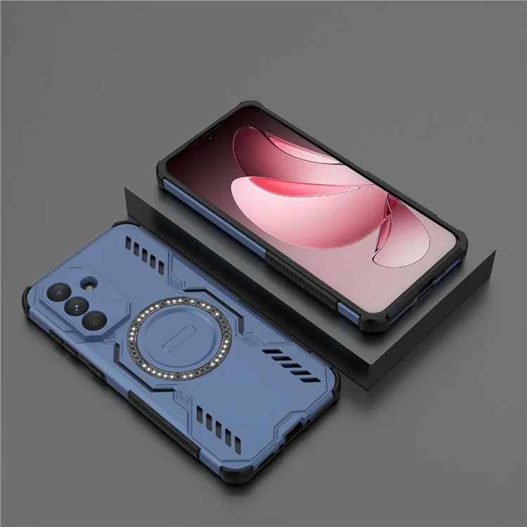 For Samsung Galaxy A56 5G Magnetic Case Butterfly Armor Hollow Heat Dissipation PC + TPU Phone Cover - Blue