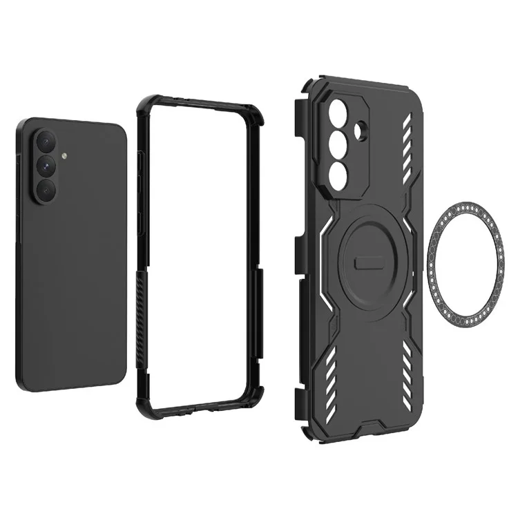 For Samsung Galaxy A56 5G Magnetic Case Butterfly Armor Hollow Heat Dissipation PC + TPU Phone Cover - Blue