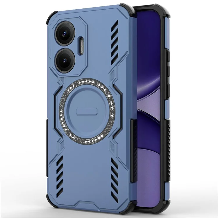 For Xiaomi Poco F7 5G  /  Redmi Turbo 4 Pro 5G Magnetic Case Butterfly Armor Hollow Heat Dissipation PC + TPU Phone Cover - Blue