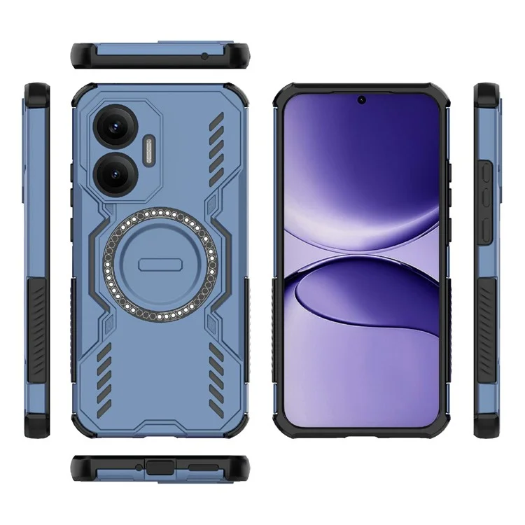 For Xiaomi Poco F7 5G  /  Redmi Turbo 4 Pro 5G Magnetic Case Butterfly Armor Hollow Heat Dissipation PC + TPU Phone Cover - Blue