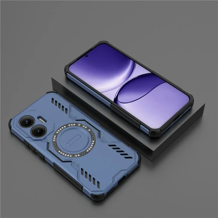 For Xiaomi Poco F7 5G  /  Redmi Turbo 4 Pro 5G Magnetic Case Butterfly Armor Hollow Heat Dissipation PC + TPU Phone Cover - Blue