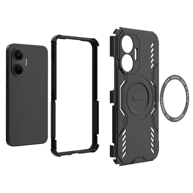 For Xiaomi Poco F7 5G  /  Redmi Turbo 4 Pro 5G Magnetic Case Butterfly Armor Hollow Heat Dissipation PC + TPU Phone Cover - Blue