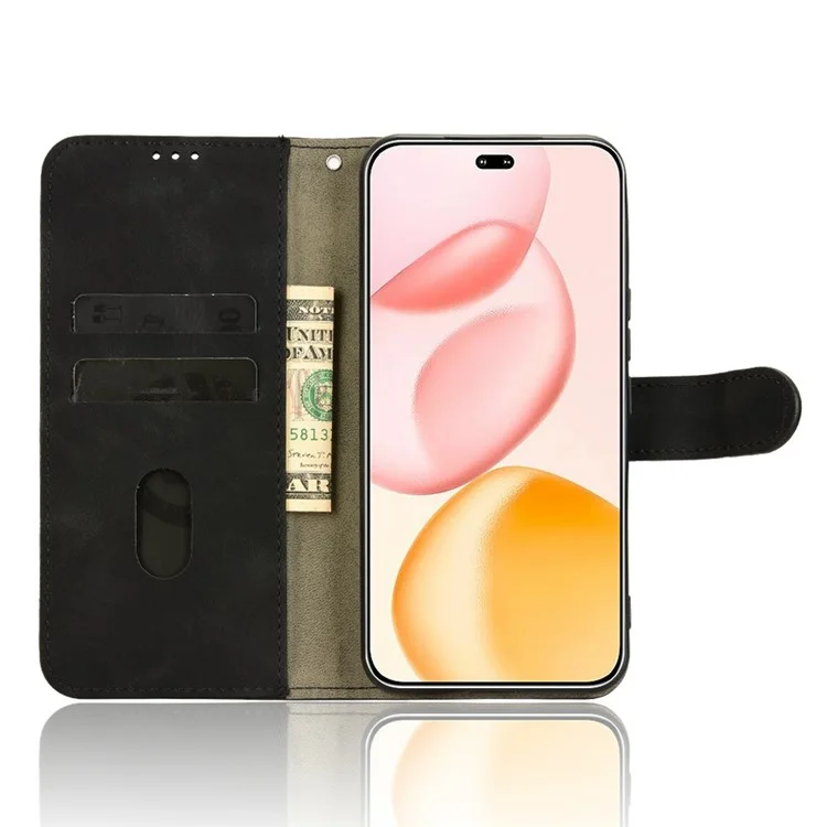 For Honor 400 Pro 5G (Global) Leather Case Skin Feel Anti Drop Wallet Flip Phone Cover - Black