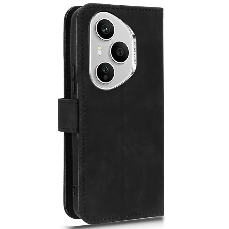 For Honor 400 Pro 5G (Global) Leather Case Skin Feel Anti Drop Wallet Flip Phone Cover - Black