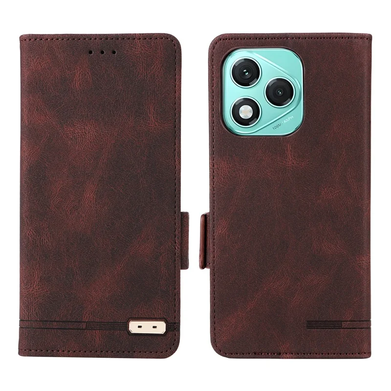 Pour l'honneur 400 Lite Étui en cuir Portefeuille Flip Phone Cover avec Décoration Matérielle - Café