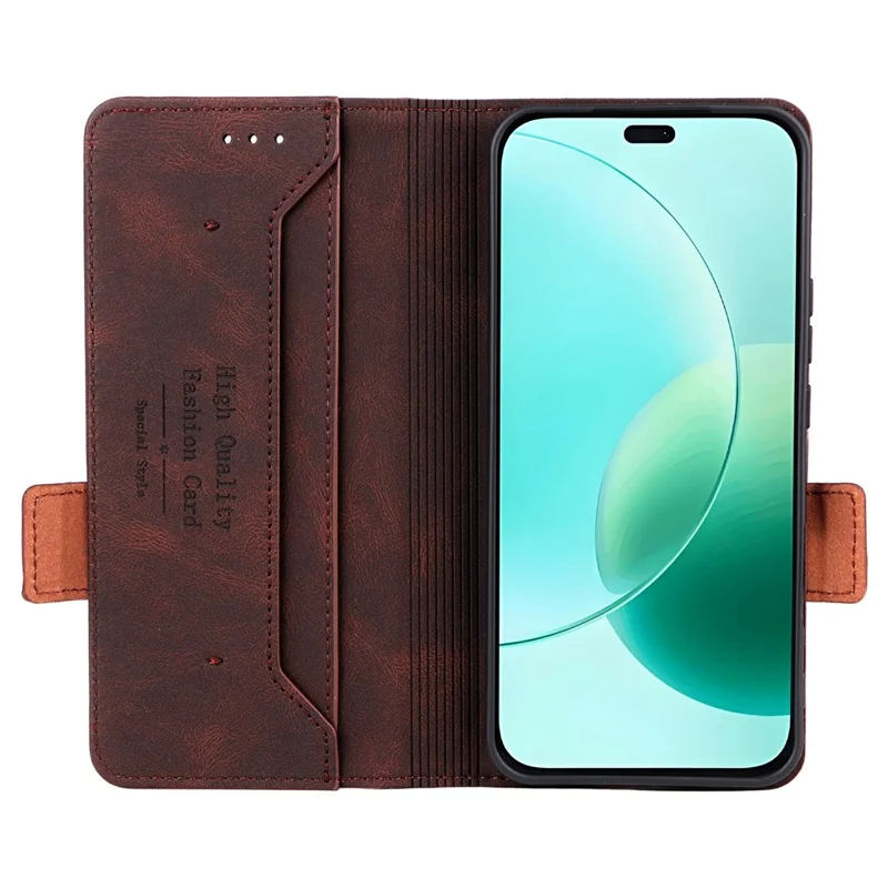 Pour l'honneur 400 Lite Étui en cuir Portefeuille Flip Phone Cover avec Décoration Matérielle - Café