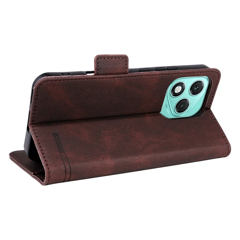Pour l'honneur 400 Lite Étui en cuir Portefeuille Flip Phone Cover avec Décoration Matérielle - Café