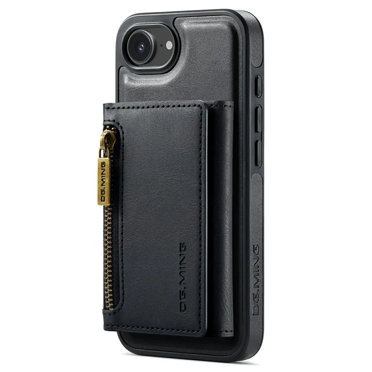 DG.MING M5 Series Чехол для iPhone 16e с магнитным креплением из кожи с отделениями для карт - Черный
