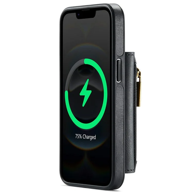 DG.MING M5 Series Чехол для iPhone 16e с магнитным креплением из кожи с отделениями для карт - Черный