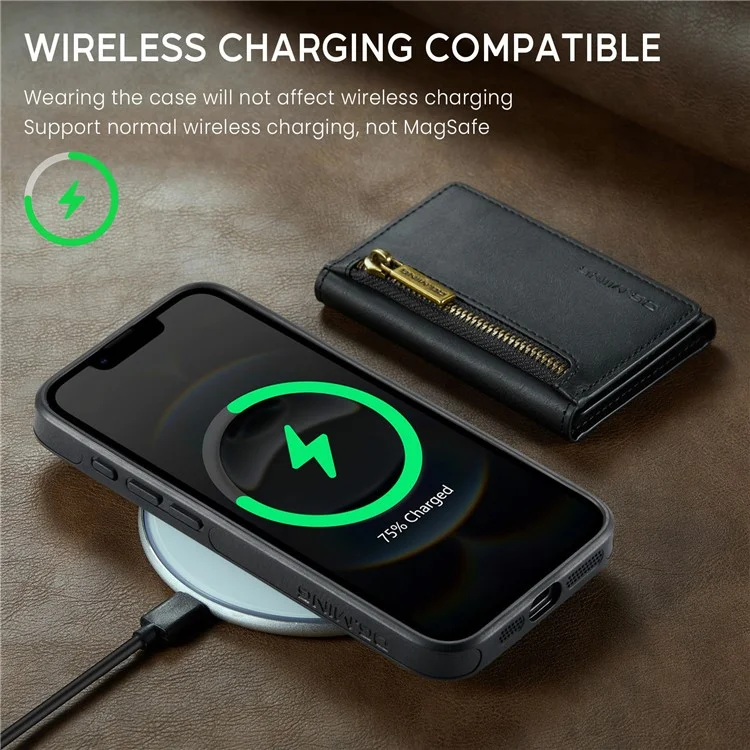 DG.MING M5 Series Чехол для iPhone 16e с магнитным креплением из кожи с отделениями для карт - Черный