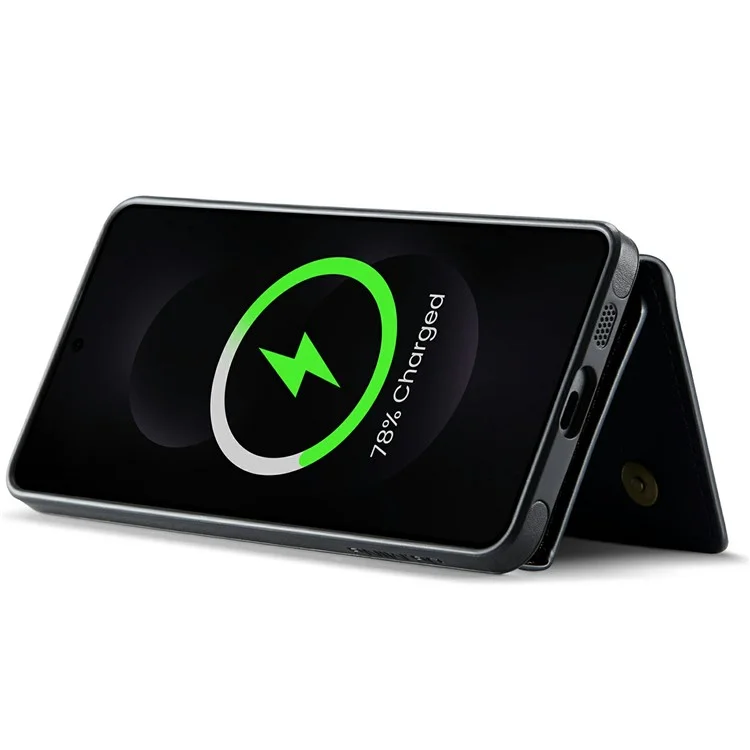 DG.MING M5 Серия Чехол для Samsung Galaxy S25 Edge с магнитной отстегивающейся кожаной крышкой и отделениями для карт - Черный