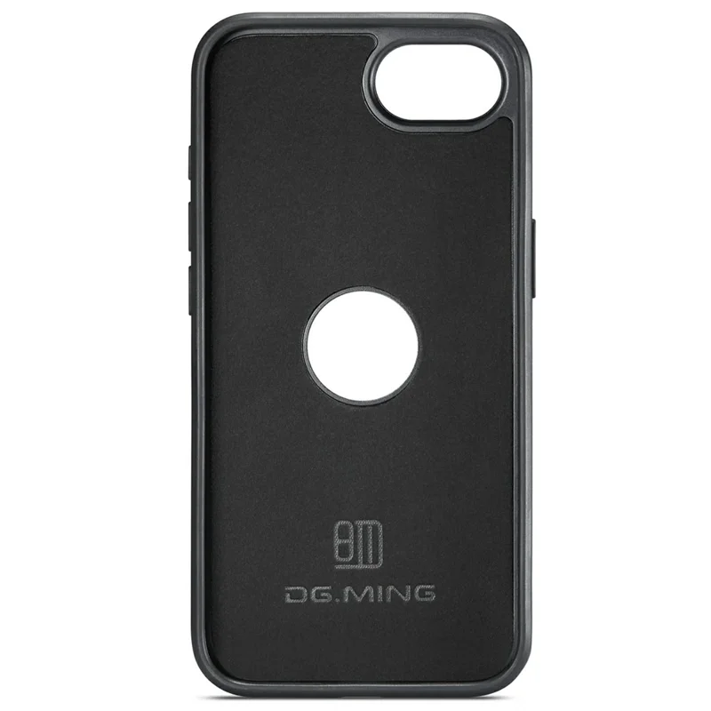 DG.MING For iPhone 16e Case Anti-Drop Leather Coated PC + TPU Phone Back Cover - Coffee