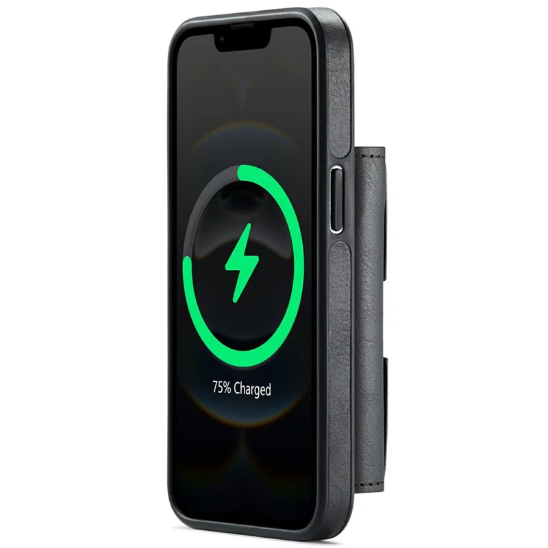 DG.MING M6 Series For iPhone 16e Case Magnetic Wallet PU + PC + TPU Phone Cover - Black