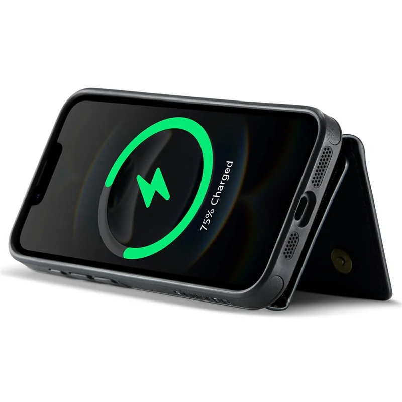 DG.MING M6 Series For iPhone 16e Case Magnetic Wallet PU + PC + TPU Phone Cover - Black