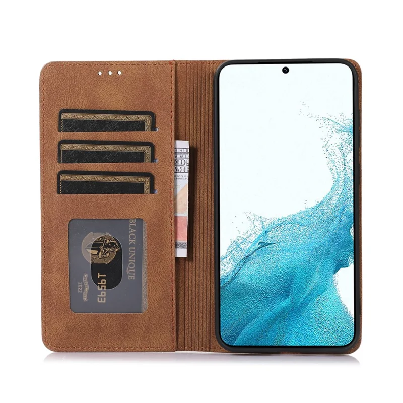 For Samsung Galaxy A35 5G Case Wallet Magnetic Closing Leather Flip Phone Cover - Brown