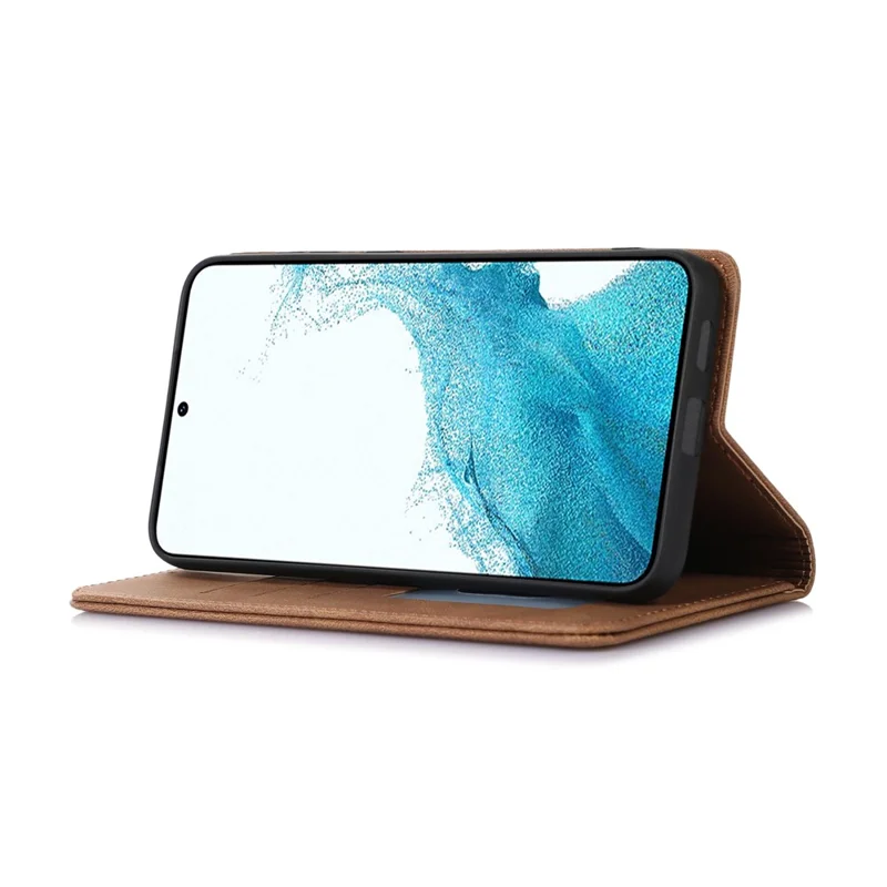 For Samsung Galaxy A35 5G Case Wallet Magnetic Closing Leather Flip Phone Cover - Brown