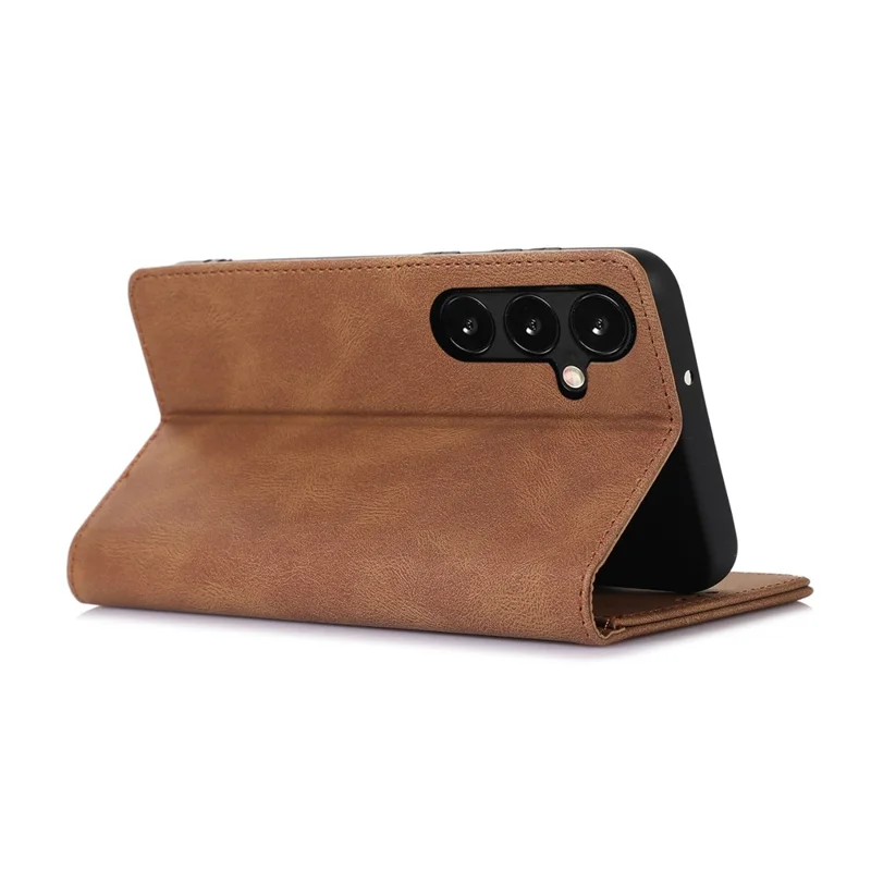 For Samsung Galaxy A35 5G Case Wallet Magnetic Closing Leather Flip Phone Cover - Brown