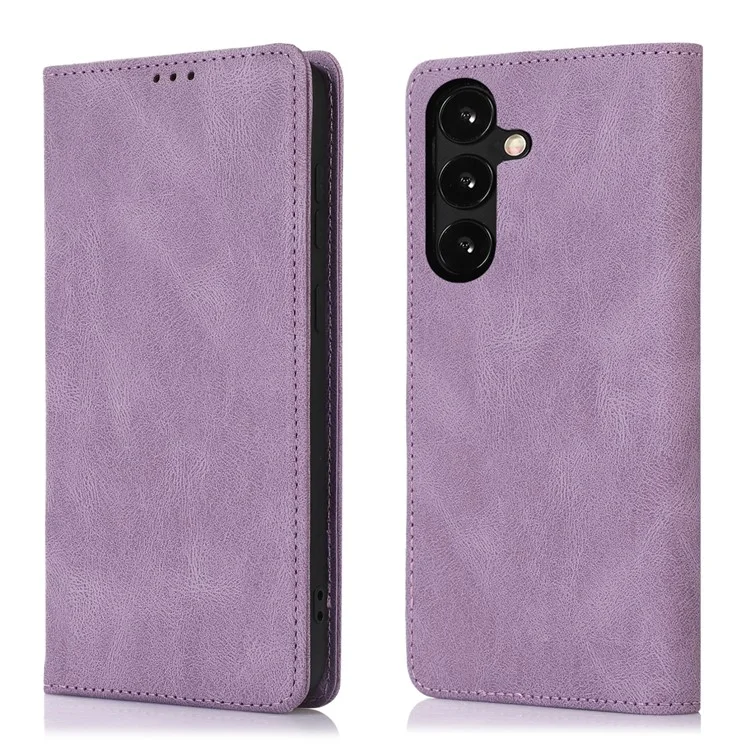 For Samsung Galaxy A55 5G Case Wallet Magnetic Closing Leather Flip Phone Cover - Purple