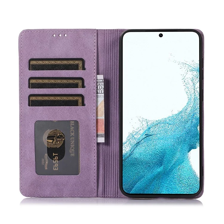 For Samsung Galaxy A56 5G Case Wallet Magnetic Closing Leather Flip Phone Cover - Purple