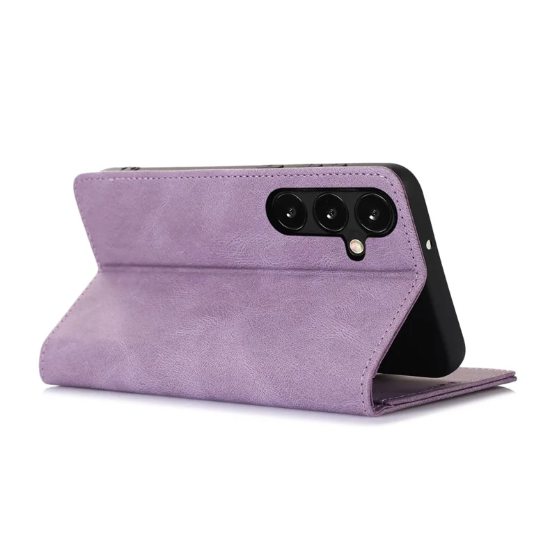 For Samsung Galaxy S24 FE Case Wallet Magnetic Closing Leather Flip Phone Cover - Purple