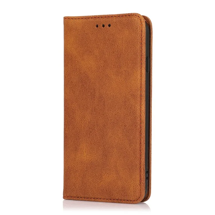For iPhone 16e Case Wallet Magnetic Closing Leather Flip Phone Cover - Brown