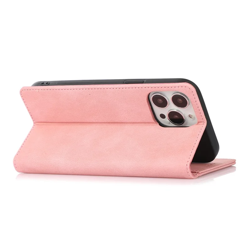 For iPhone 16 Pro Case Wallet Magnetic Closing Leather Flip Phone Cover - Rose Gold