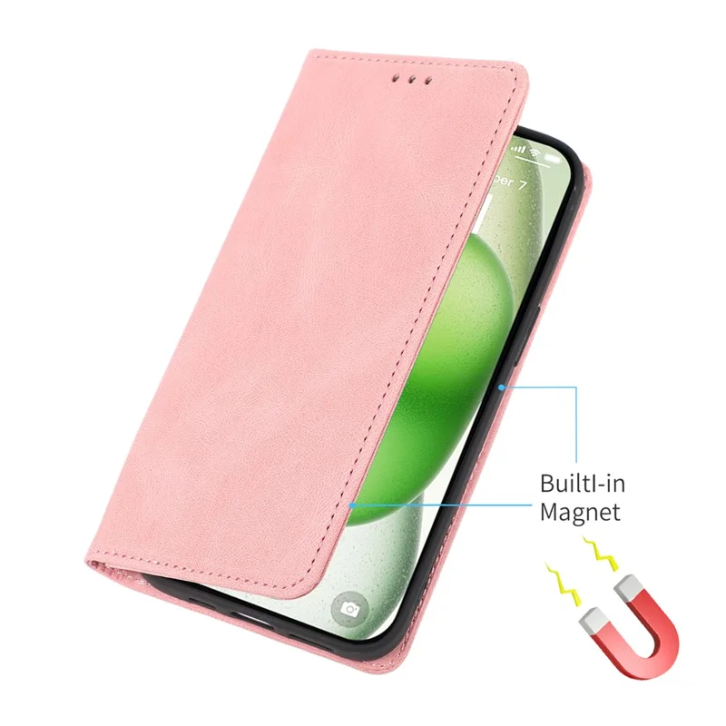 For iPhone 16 Pro Case Wallet Magnetic Closing Leather Flip Phone Cover - Rose Gold