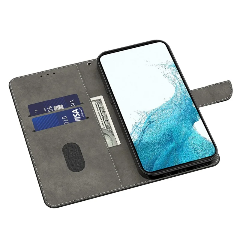 Pour Samsung Galaxy S23 Ultra 5G PU le Cuir Portefeuille 3D Modèle Impression de Support de Téléphone D'amortisseur Avec Sangle de Poignet - Attrapeur de Rêves