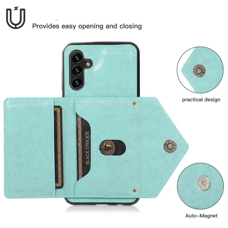 For Samsung Galaxy A16 4G / 5G Cell Phone Case Triangle Lid Card Bag Leather + TPU Cover with Long Strap - Green